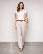 Genuine Leather Double Wrap Belt with Roller Buckle - Caramel