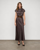 Satin Pleated Top - Espresso