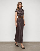 Satin Pleated Top - Espresso