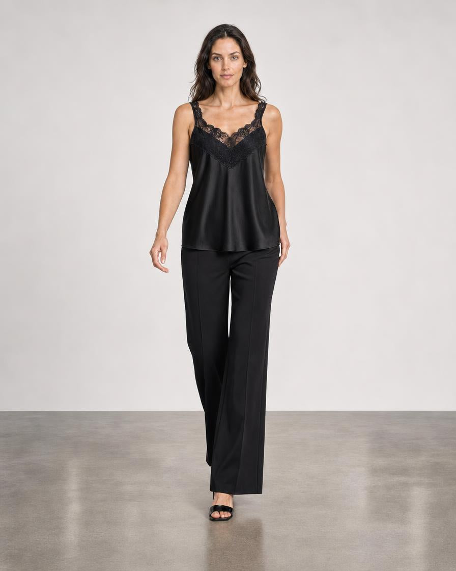 Lace and Satin Cami - Black