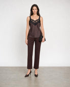 Lace and Satin Cami - Espresso