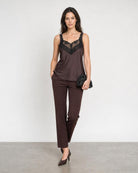 Lace and Satin Cami - Espresso
