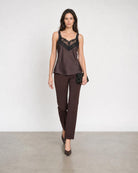 Lace and Satin Cami - Espresso
