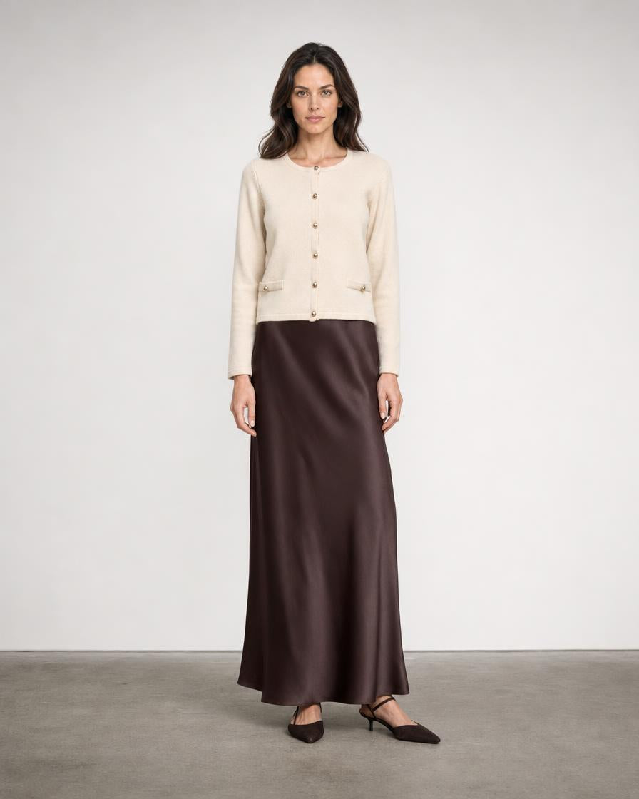 Satin Slip Skirt - Espresso