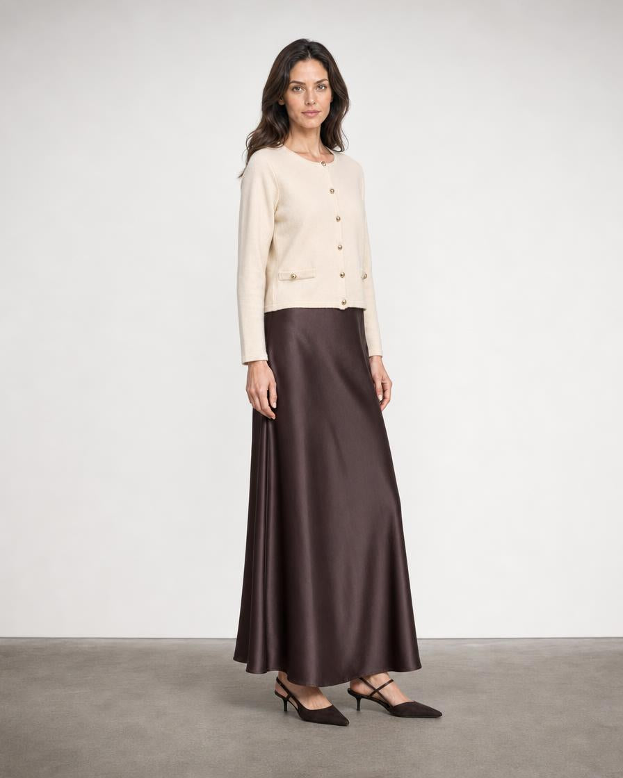 Satin Slip Skirt - Espresso