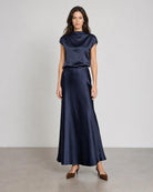 Satin Slip Skirt - Navy