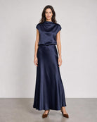 Satin Slip Skirt - Navy