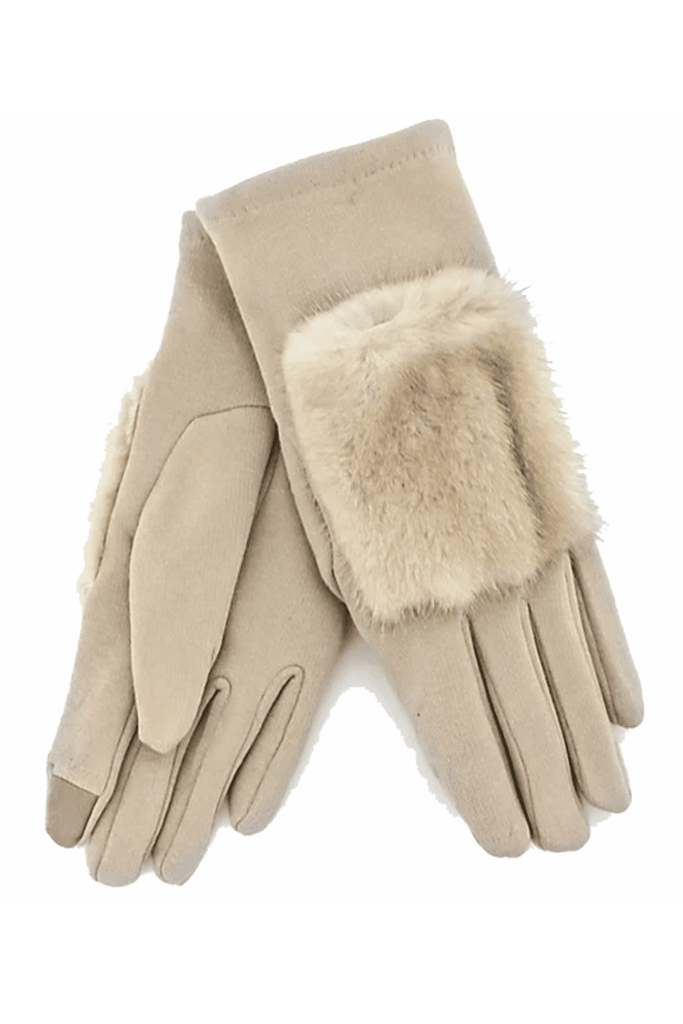 Beige Glove with Mink Trim