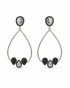 Teardrop Cluster Earring - Silver & Black