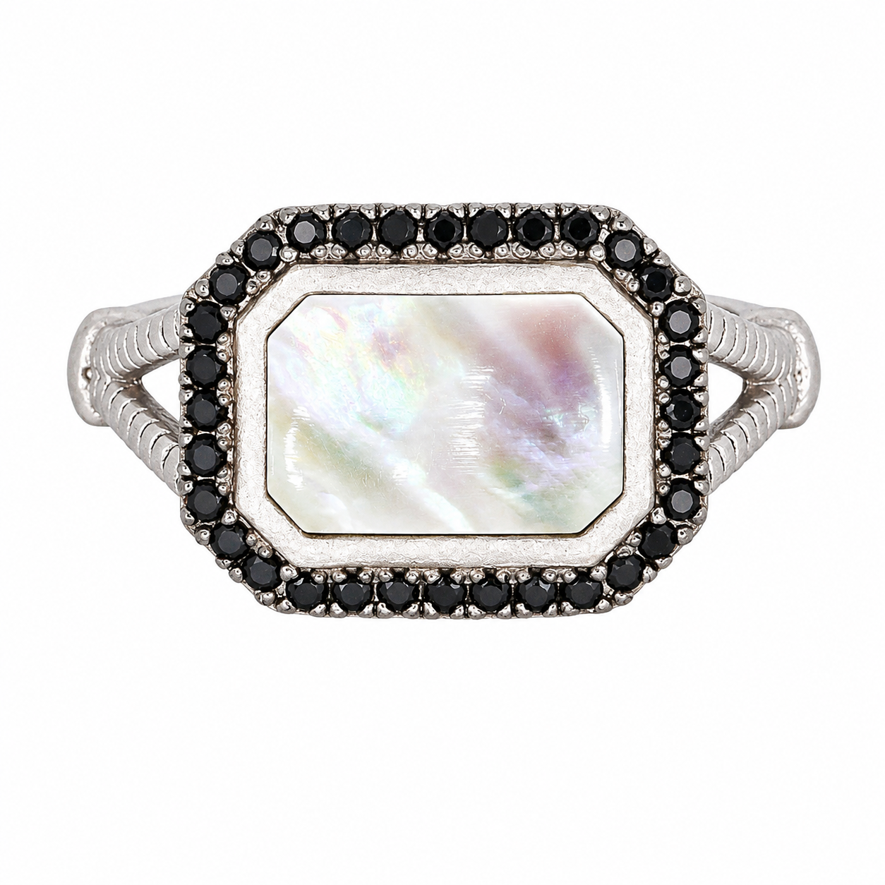 Cobblestone Cocktail Ring - Black & Silver