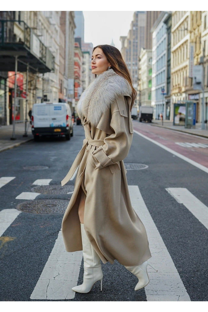 Wool Oversized Trench Coat in Irish Cream