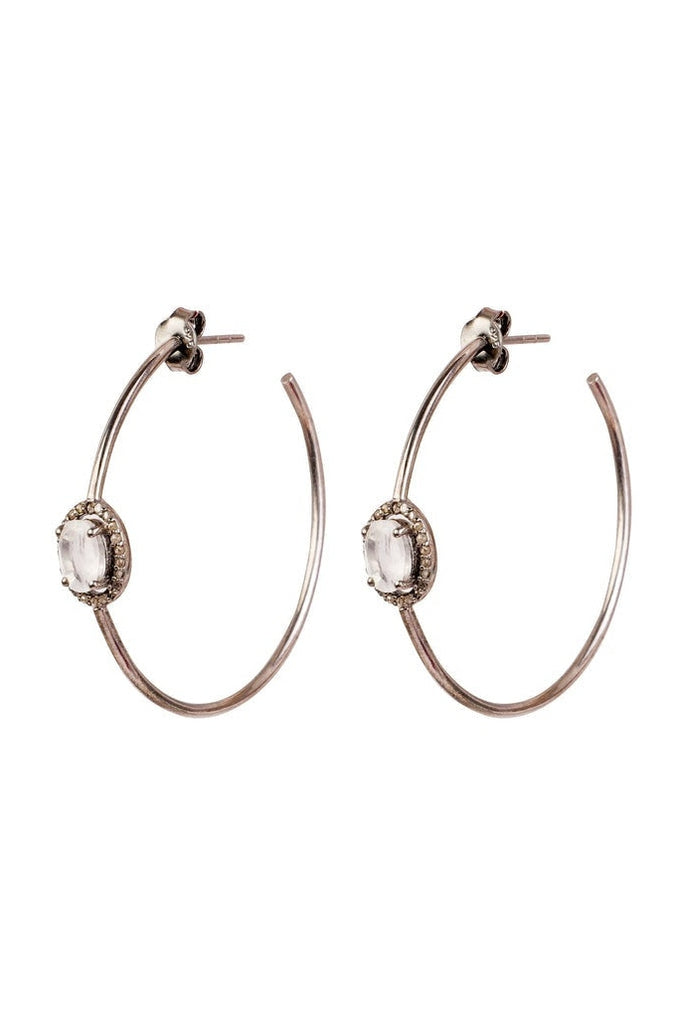 Jewel Hoop Earrings - Rainbow Moonstone