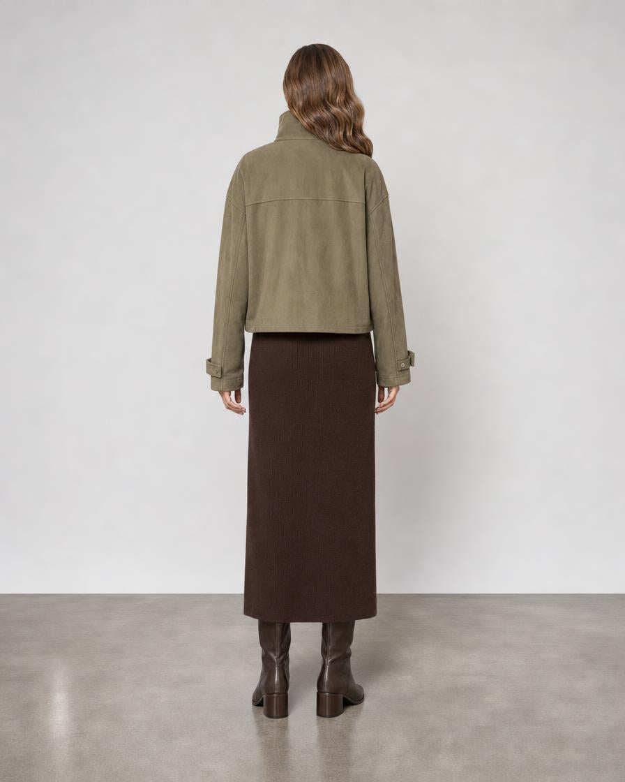 Vegan Suede Jacket - Olive