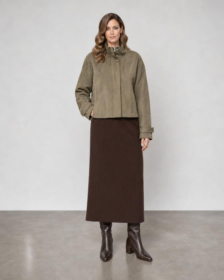 Vegan Suede Jacket - Olive