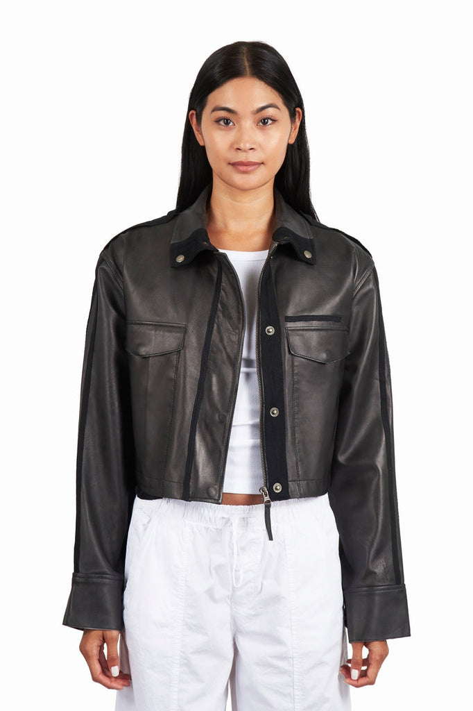 Toni Patina Leather Jacket - Black