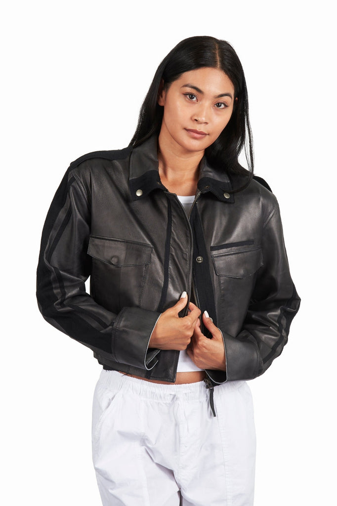 Toni Patina Leather Jacket - Black