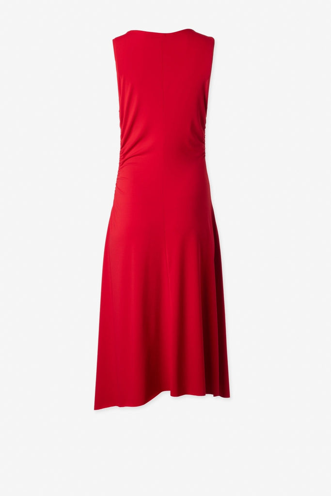 Asymetric gathered midi dress