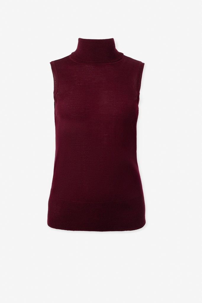 Merino blend sleeveless turtleneck