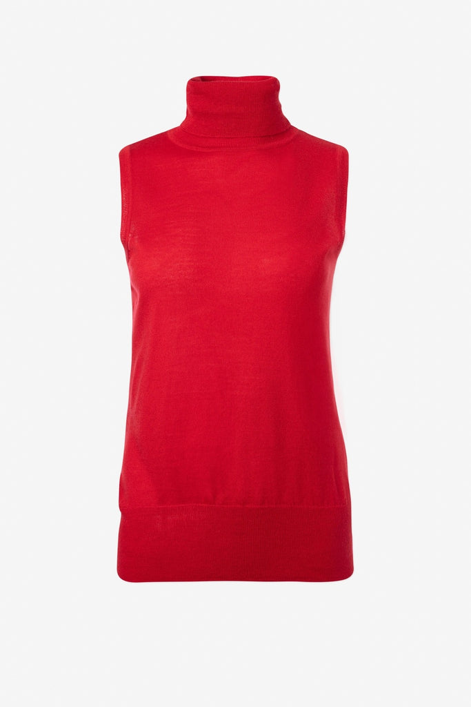 Merino blend sleeveless turtleneck