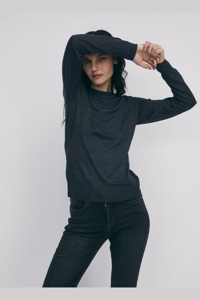 Fine merino blend crew neck sweater