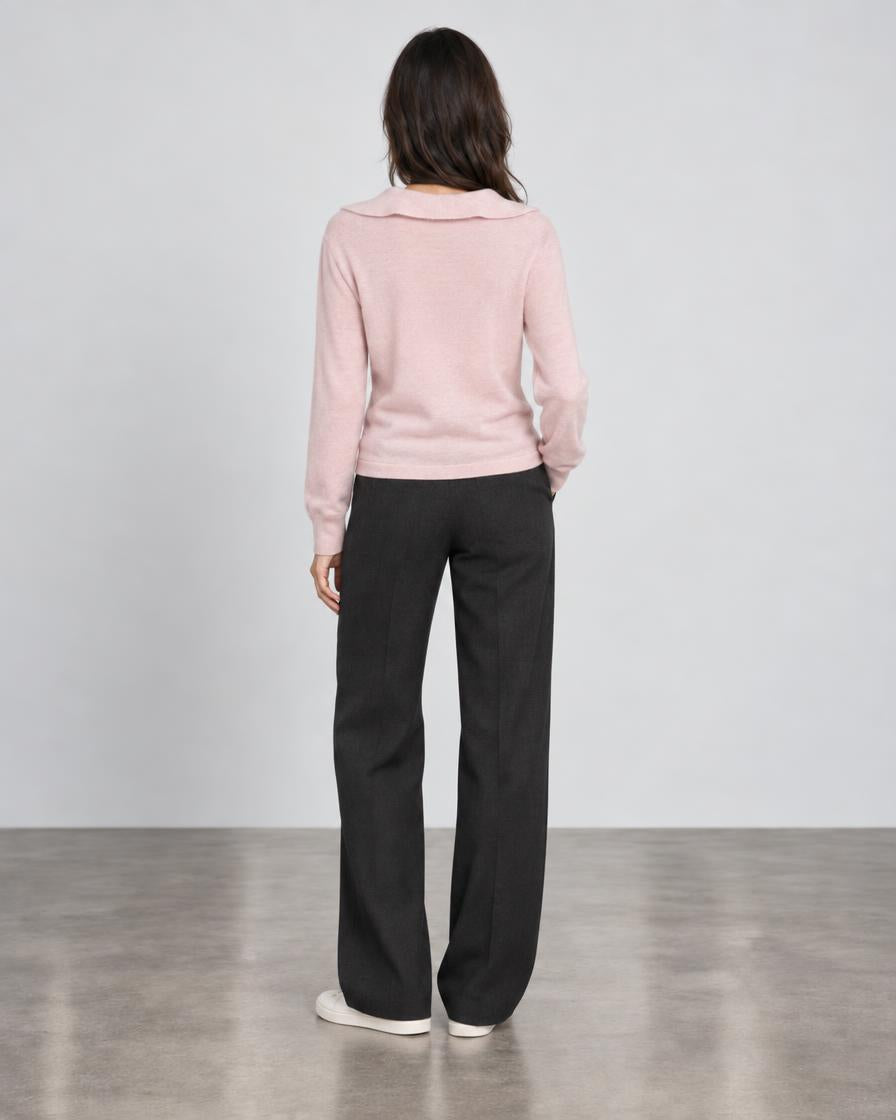 Polo Pullover Sweater - Soft Pink