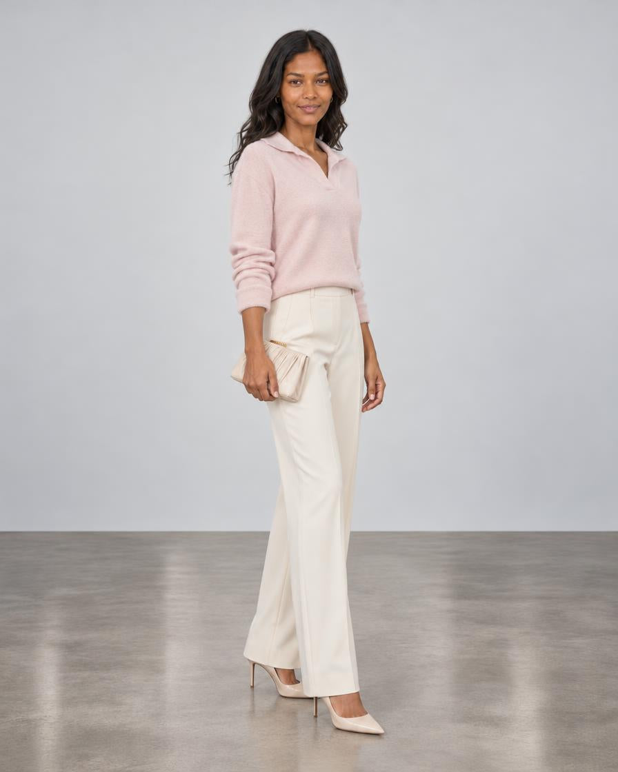 Polo Pullover Sweater - Soft Pink