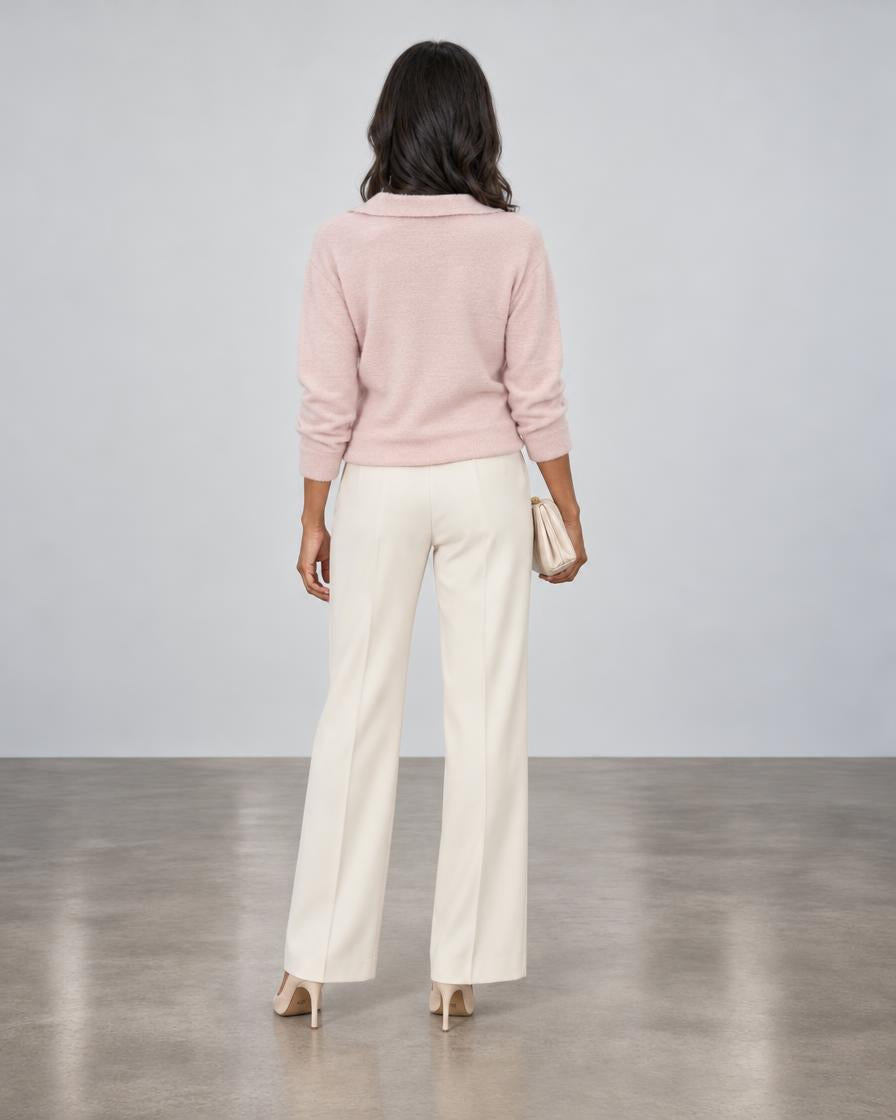 Polo Pullover Sweater - Soft Pink
