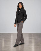 Knit Insert Notch Collar Coat - Black