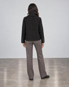 Knit Insert Notch Collar Coat - Black