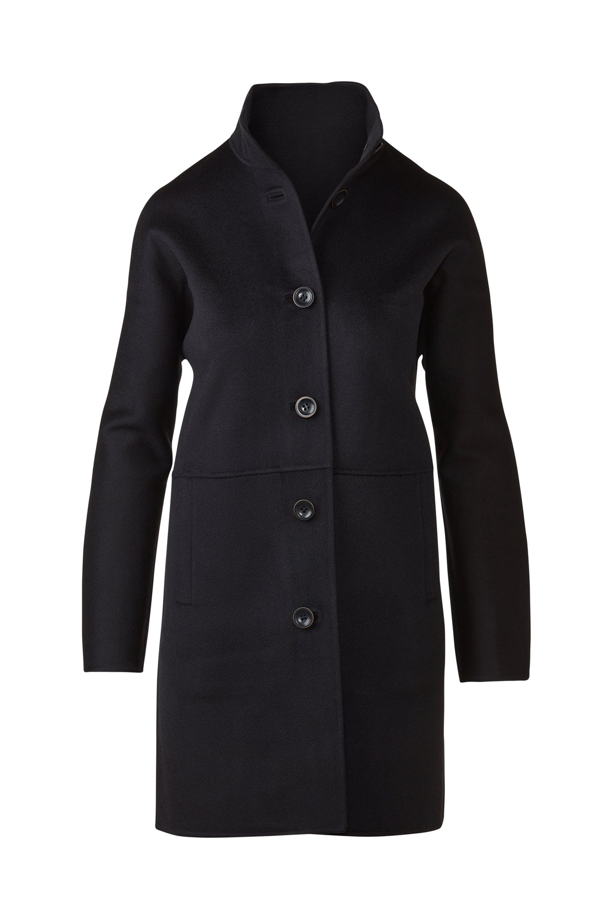 Button Mock Coat - Black