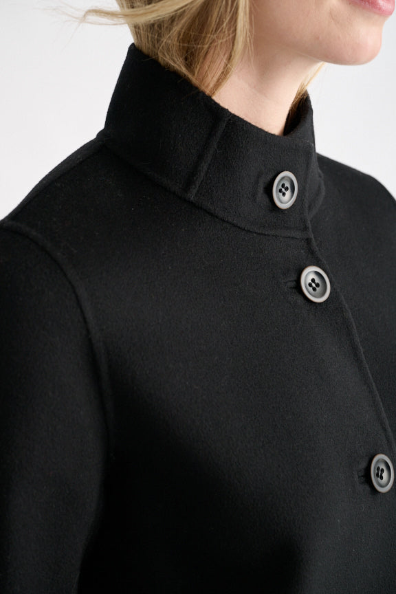 Button Mock Coat - Black