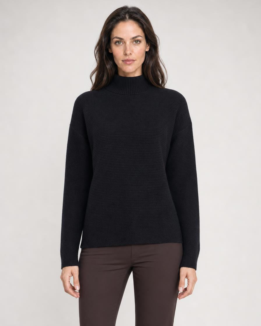 Textured Slouchy Funnel - Black