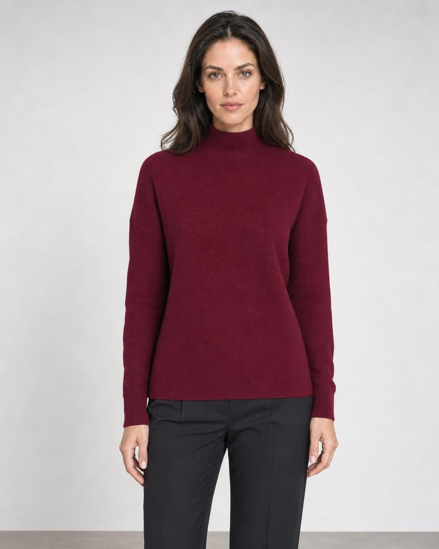 Textured Slouchy Funnel - Cordovan