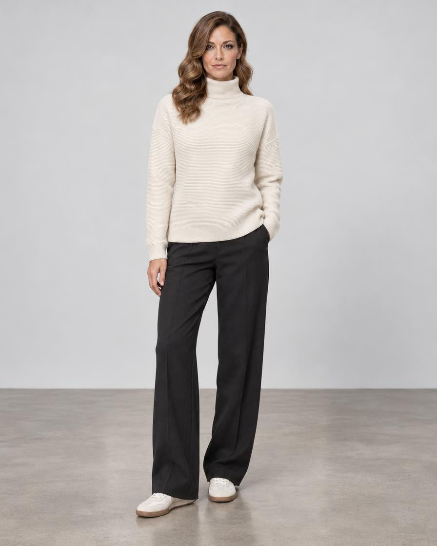 Textured Slouchy Funnel - Ivory