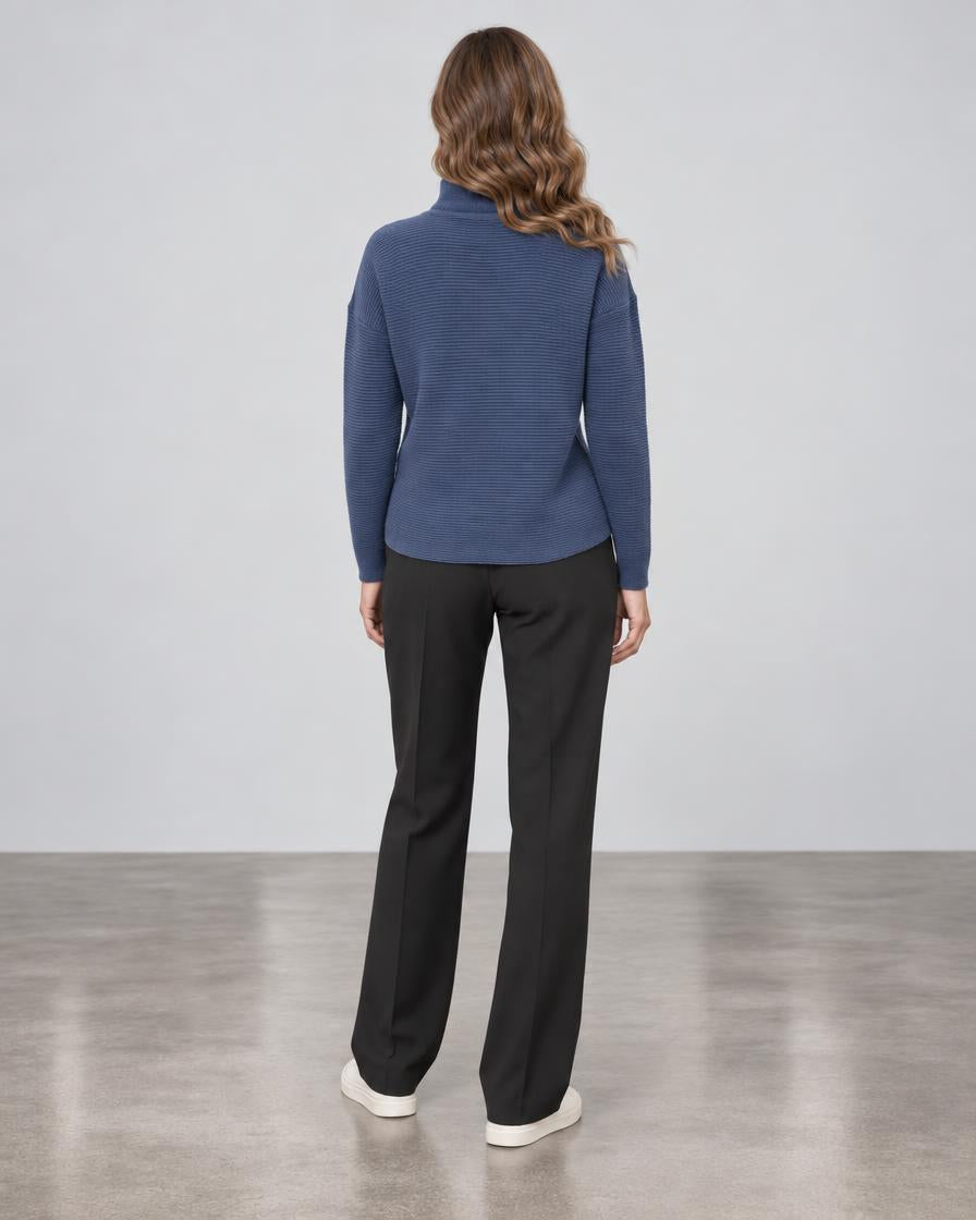 Textured Slouchy Funnel - Navy