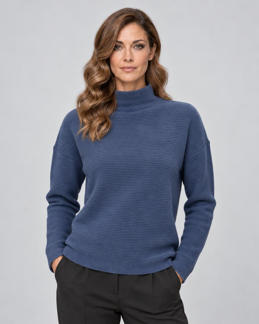 Textured Slouchy Funnel - Navy