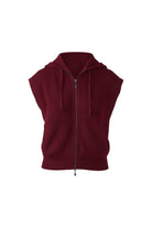 Sleeveless Rib Zip Hoodie - Cordovan
