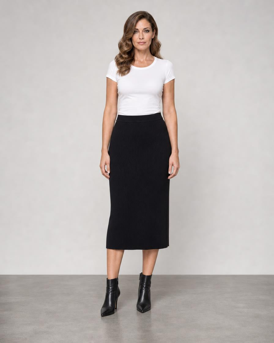 Rib Skirt - Black
