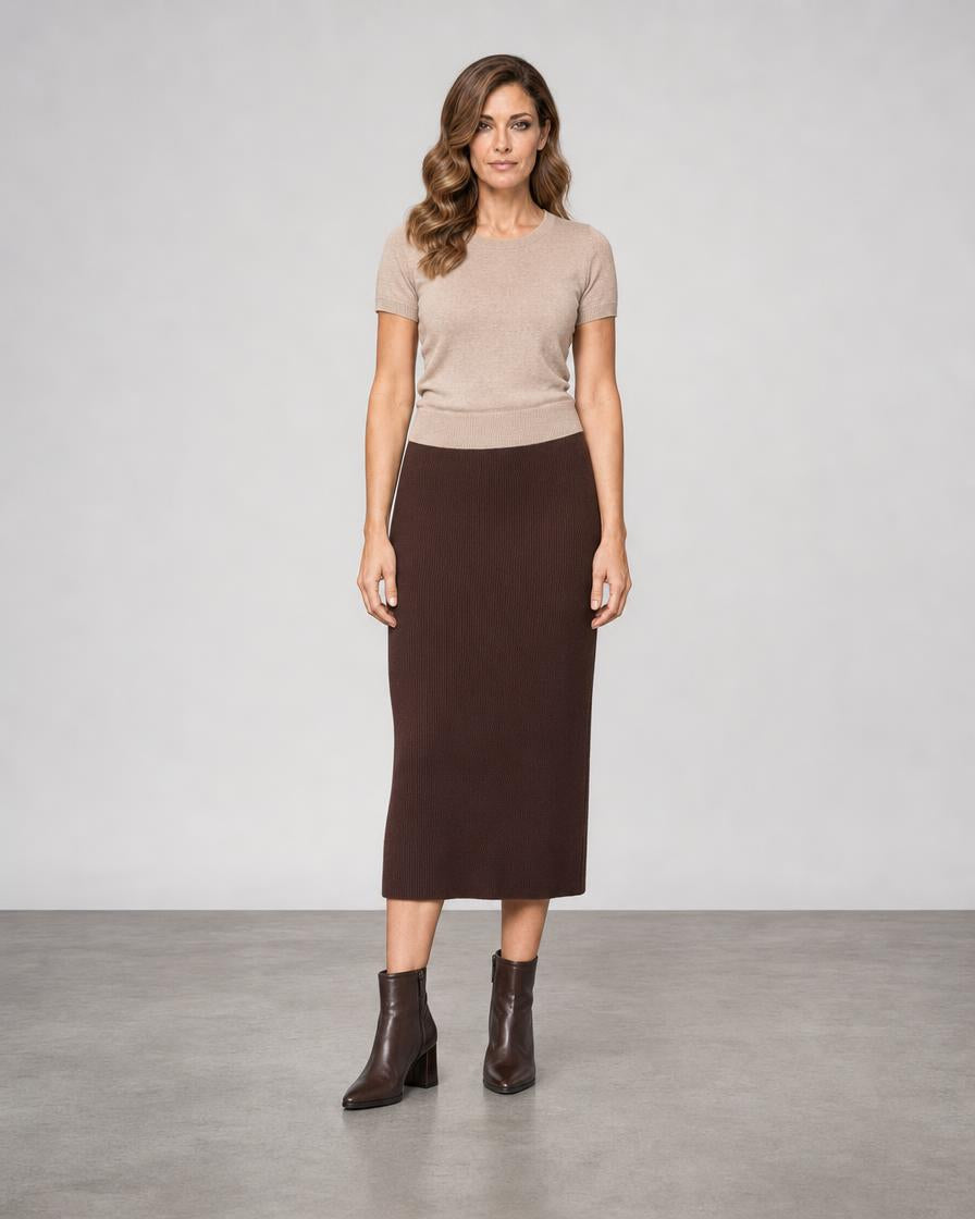 Rib Skirt - Chocolate
