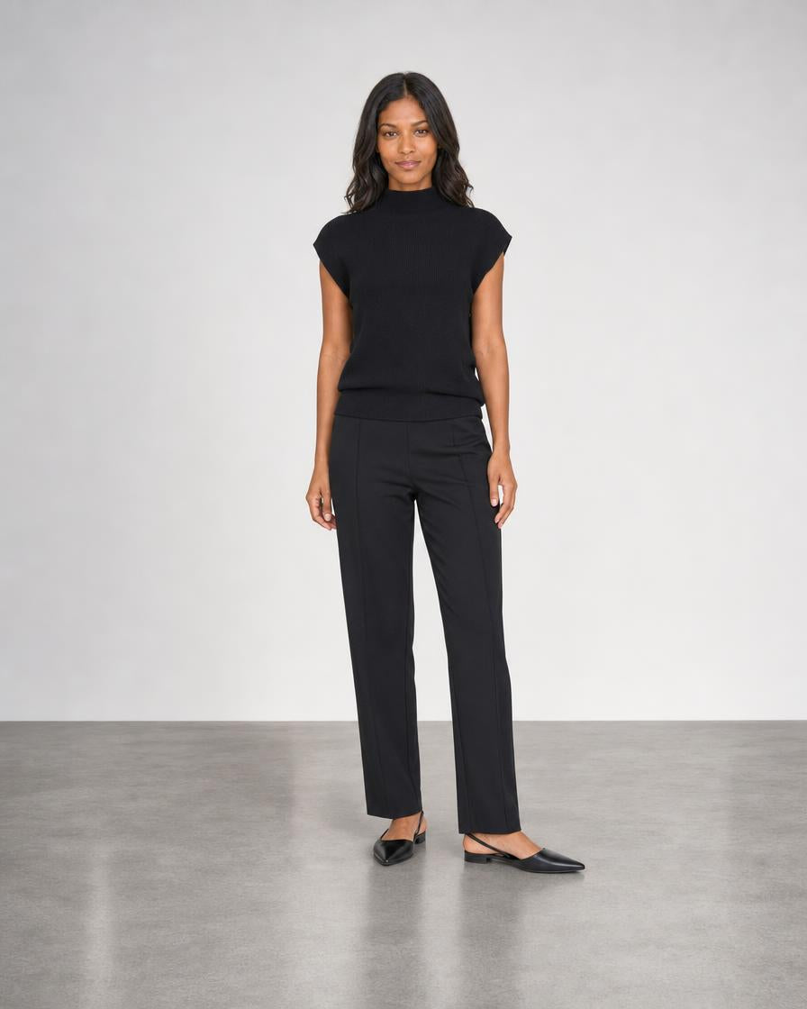 Sleeveless Rib Funnel - Black