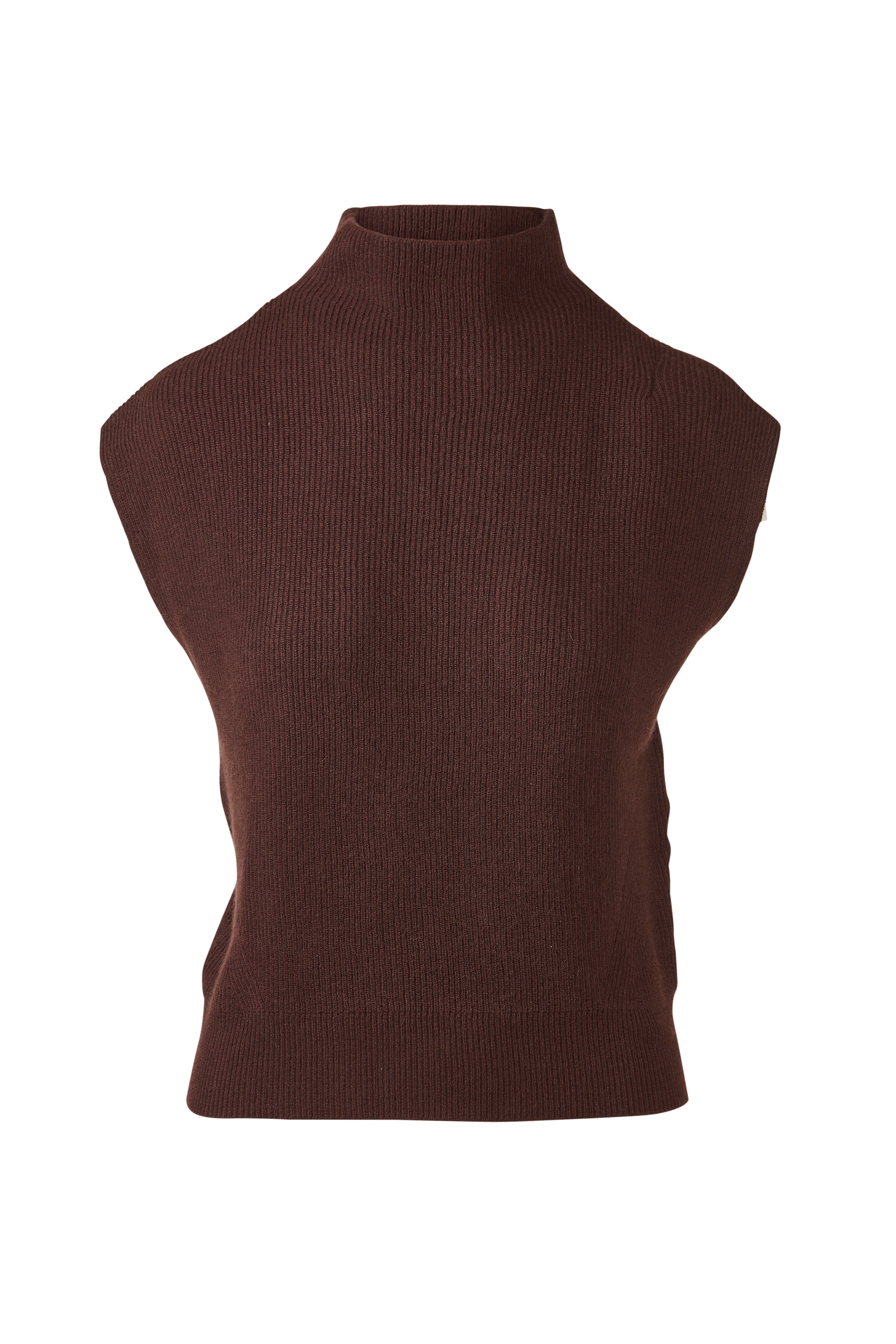 Sleeveless Rib Funnel - Chocolate