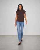 Sleeveless Rib Funnel - Chocolate