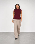 Sleeveless Rib Funnel - Cordovan