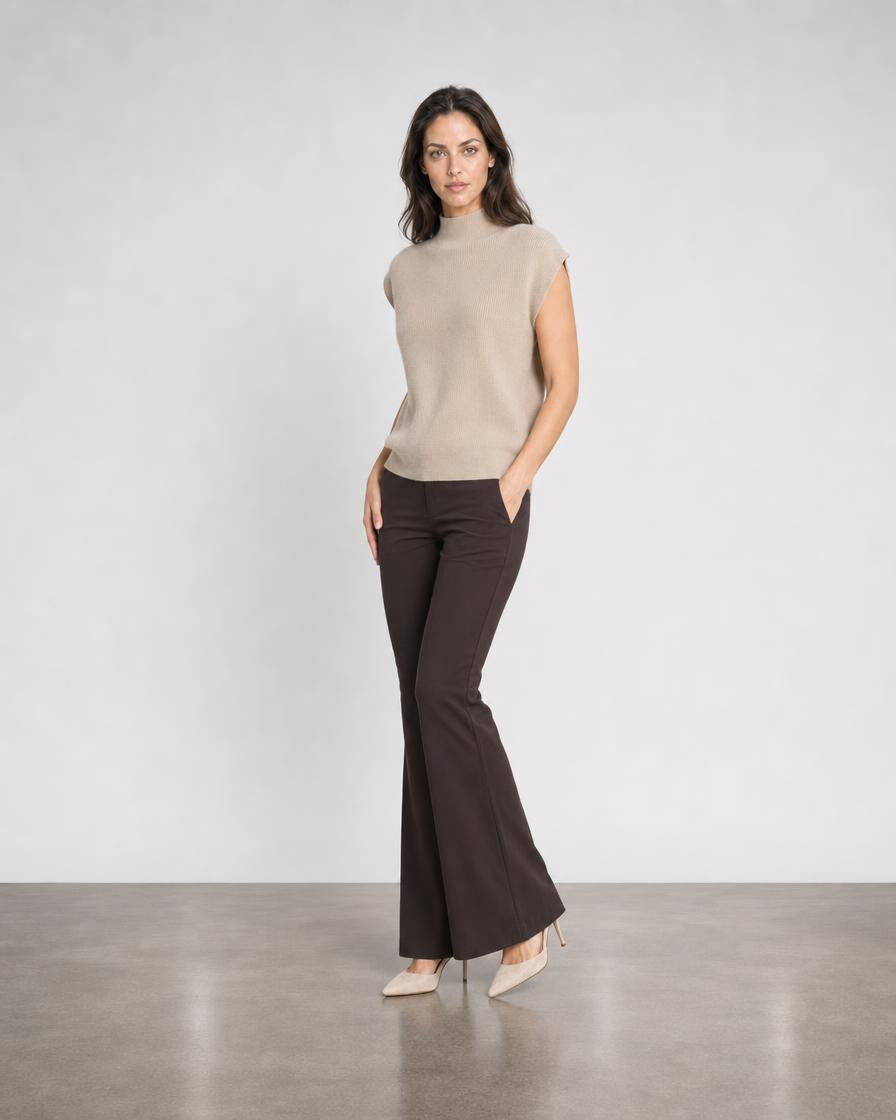 Sleeveless Rib Funnel - Sandstone