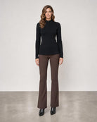 Rib Zip Mock - Black