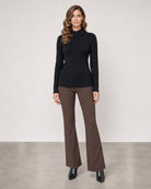Rib Zip Mock - Black