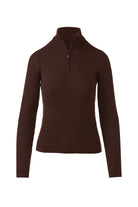 Rib Zip Mock - Chocolate