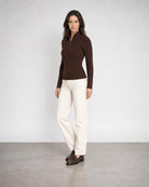 Rib Zip Mock - Chocolate