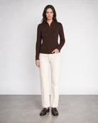 Rib Zip Mock - Chocolate