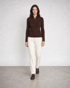 Rib Zip Mock - Chocolate